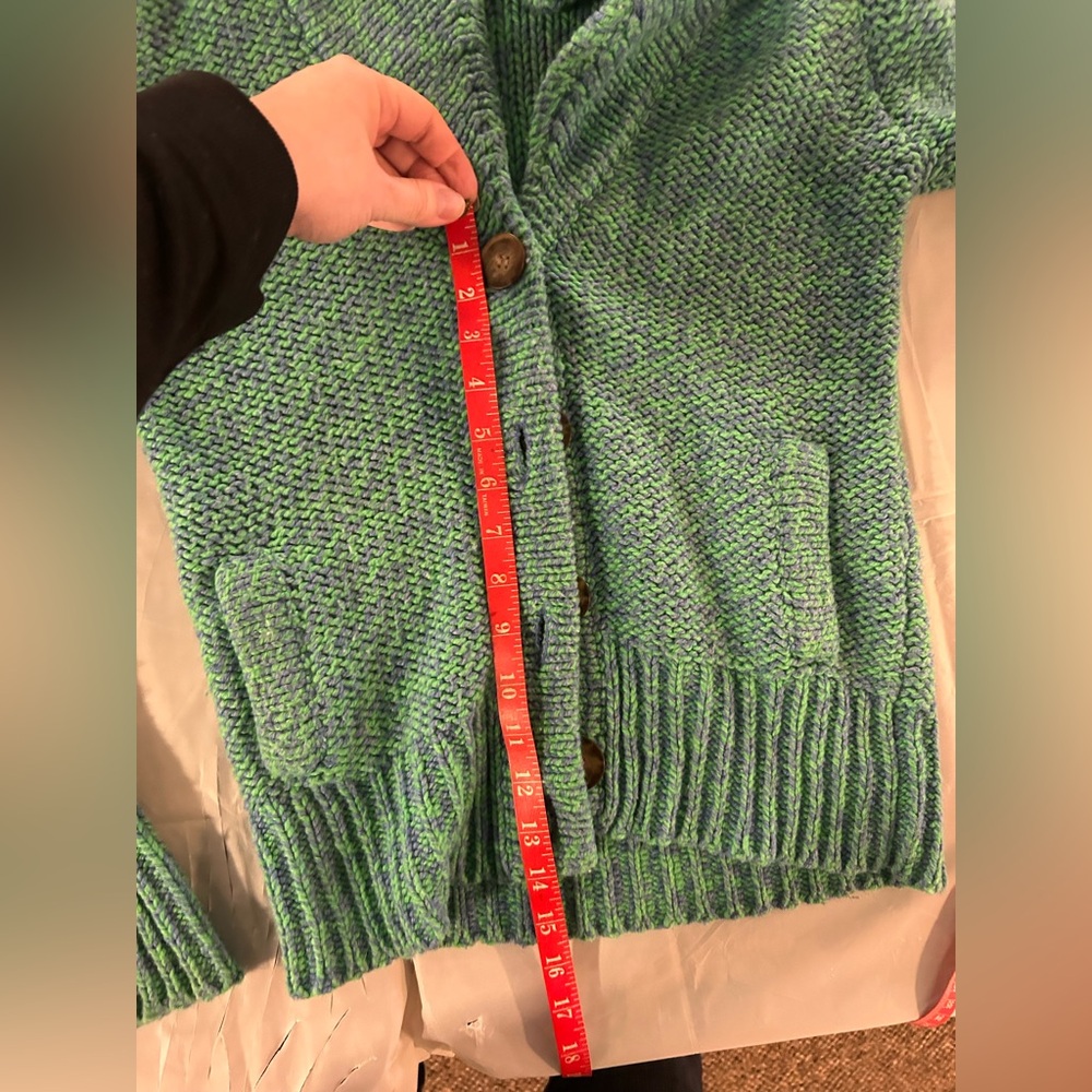 American Eagle Outfitters Cardigan w Pockets Knit Blue Green Warm Wool Blend M - Picture 6 of 6